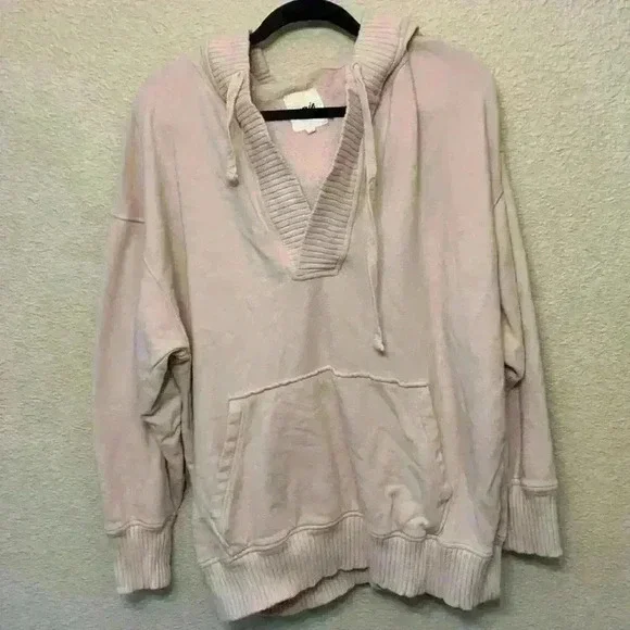 Light pink Aerie hooded sweatshirt sz L girly feminine athleisure loungewear - Picture 1 of 8